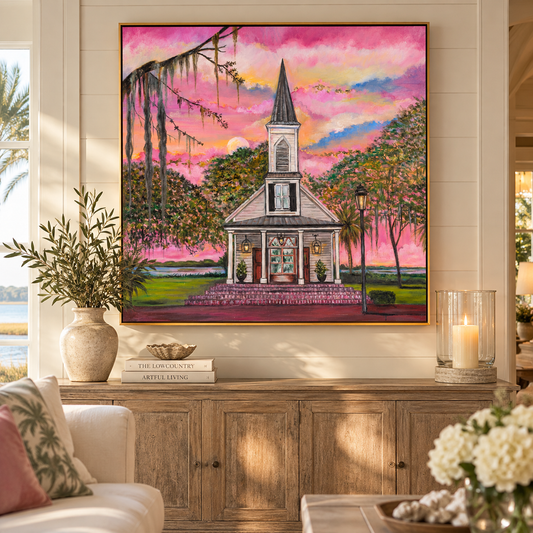 Palmetto Bluff Chapel | Original Painting framed in oak