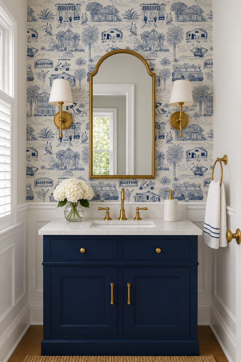 Bluffton Toile Wallpaper | Hand-Drawn Lowcountry Wallpaper