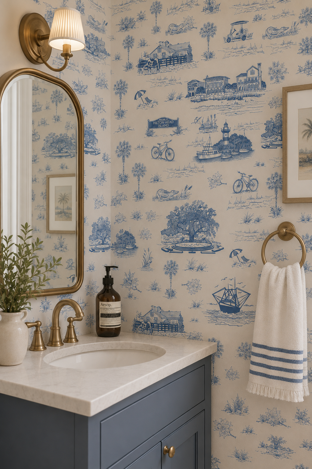 Hilton Head Island Toile Wallpaper
