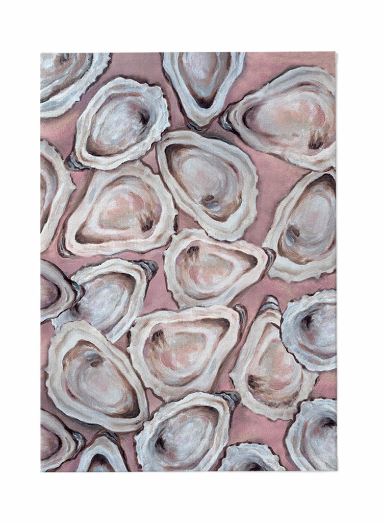 Blush Oyster Tea Towel – Coastal Shell Kitchen Towel, 100% Cotton Flour Sack, Pink Beach House Decor, Southern Kitchen Gift