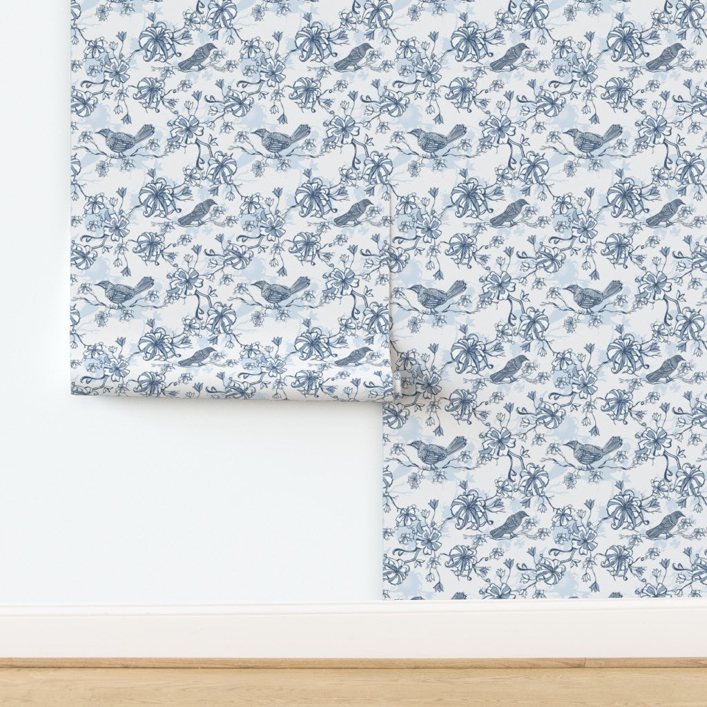 Carolina Wren & Honeysuckle Wallpaper toile