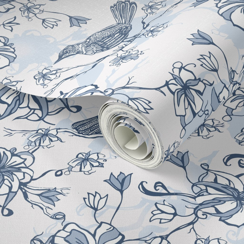 Carolina Wren & Honeysuckle Wallpaper toile