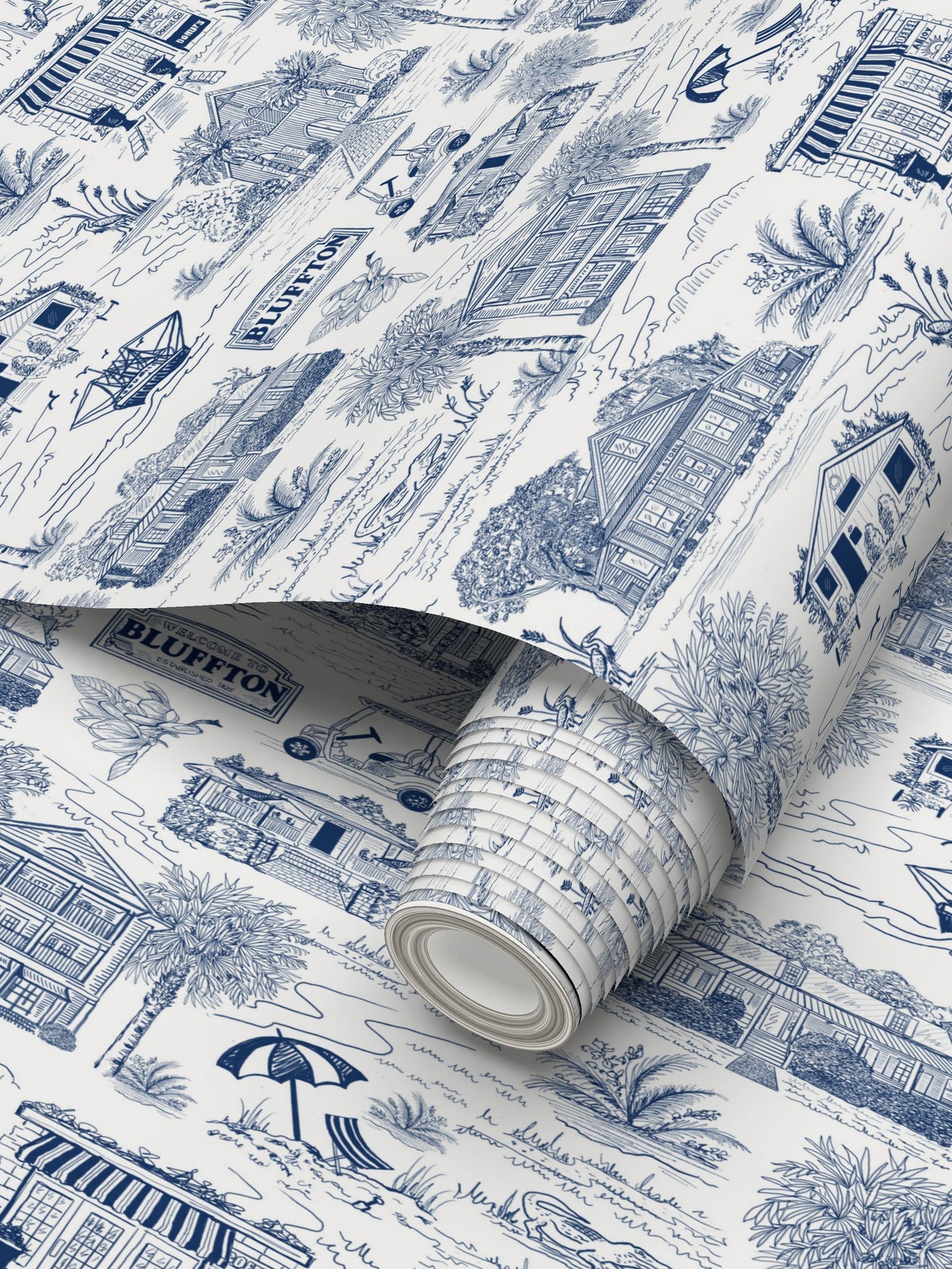 Bluffton Toile Wallpaper | Hand-Drawn Lowcountry Wallpaper