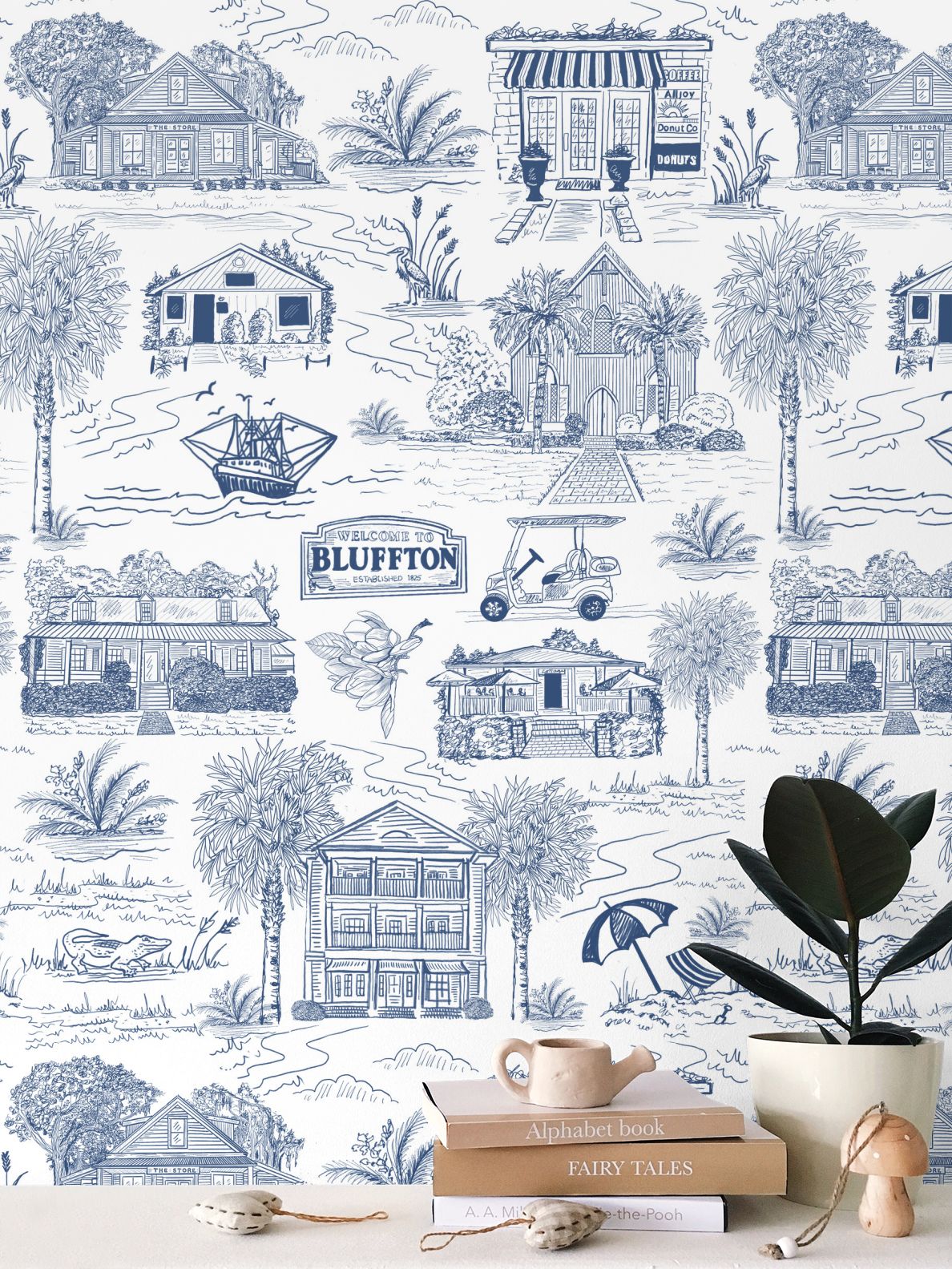 Bluffton Toile Wallpaper | Hand-Drawn Lowcountry Wallpaper