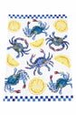 Blue Crab & Lemon Coastal Tea Towel – Southern Kitchen Decor, Nautical Seafood Art, Bluffton SC Gift