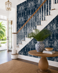 Coastal Palm & Egret Toile Wallpaper