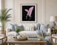Pink Spoonbill Art Print on Black | Coastal Bird Wall Art | Dramatic Coastal Decor | Roseate Spoonbill Painting | Leli Holmes Art