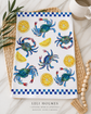 Blue Crab & Lemon Coastal Tea Towel – Southern Kitchen Decor, Nautical Seafood Art, Bluffton SC Gift
