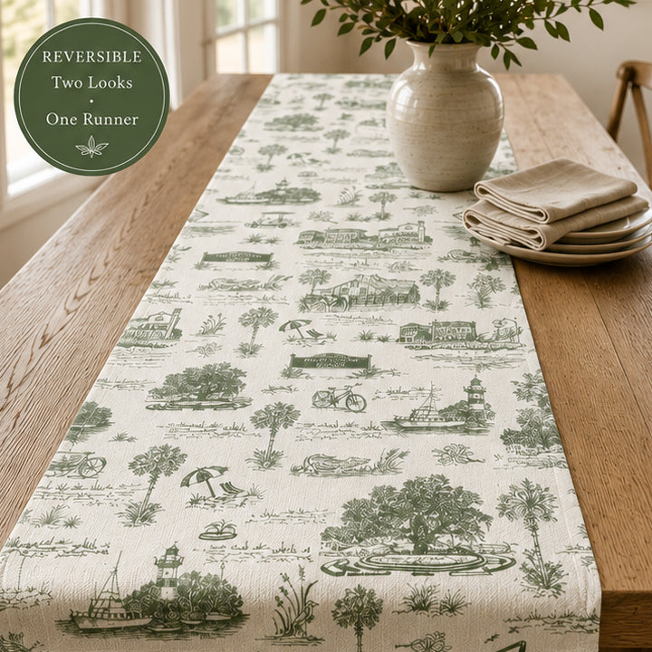 Hilton Head Toile Reversible Table Runner | Double-Sided Cotton Table Runner | Preorder (Copy)