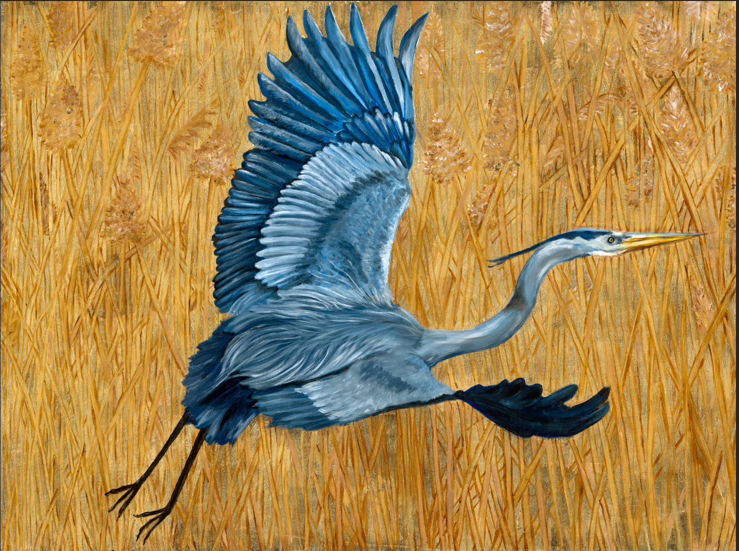 Blue Heron Art Print Set of 2 | Coastal Bird Wall Art Pair | Lowcountry Heron Paintings | Marsh Grass Background | Leli Holmes Art