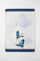 Blue Heron Tea Towel – Coastal Bird Kitchen Towel, 100% Cotton Flour Sack, Navy Stripe Kitchen Decor, Beach House Gift