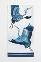 Blue Heron Tea Towel – Coastal Bird Kitchen Towel, 100% Cotton Flour Sack, Navy Stripe Kitchen Decor, Beach House Gift
