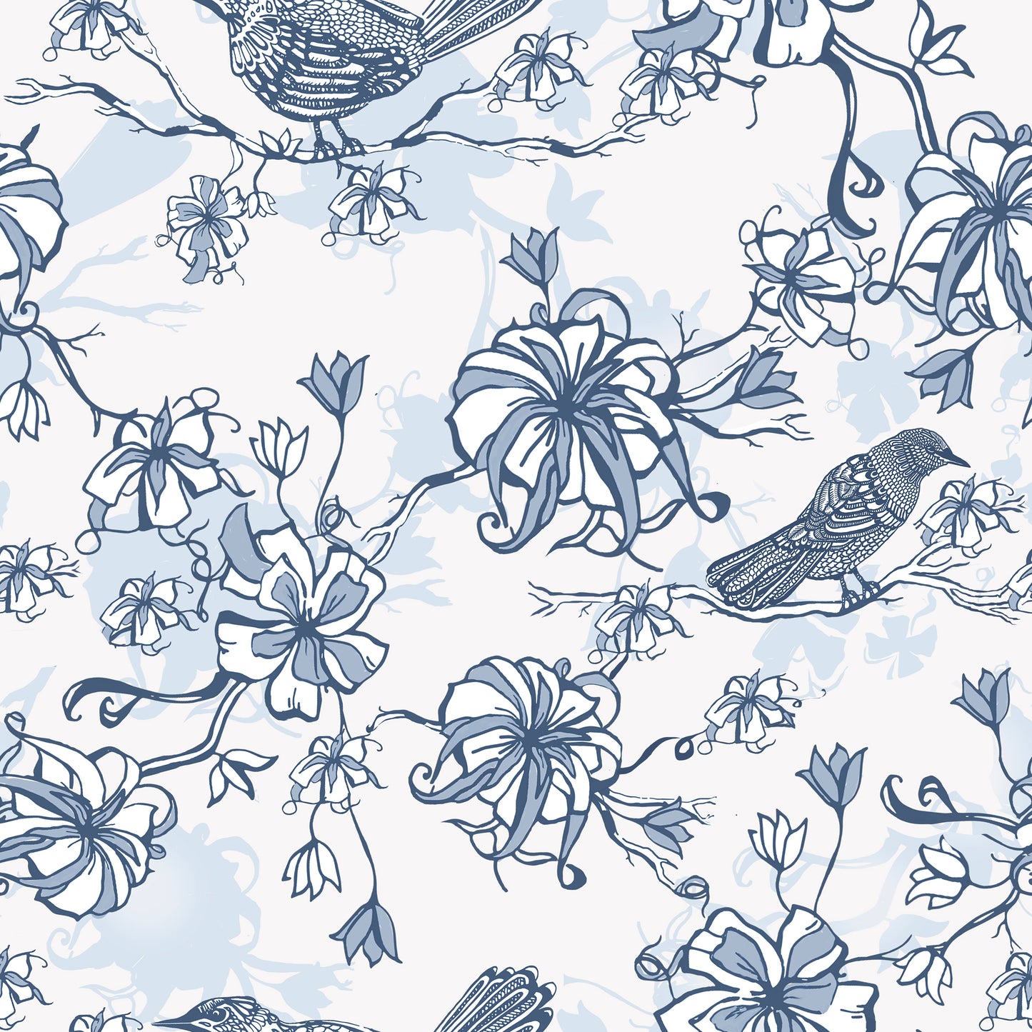 Carolina Wren & Honeysuckle Wallpaper toile