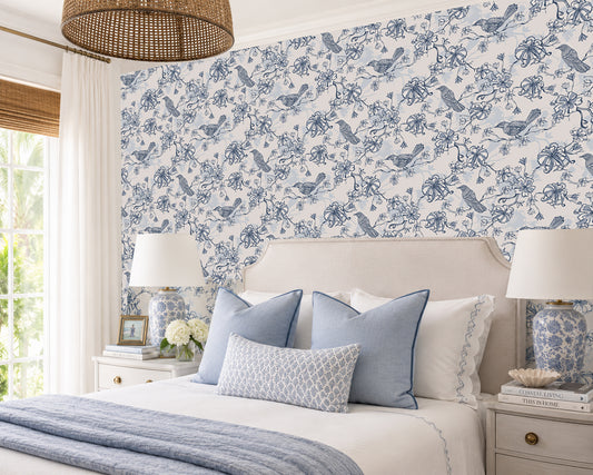 Carolina Wren & Honeysuckle Wallpaper toile