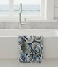 Oyster Tea Towel – Coastal Blue Shell Kitchen Towel, 100% Cotton Flour Sack, Nautical Beach House Decor, Southern Kitchen Gift