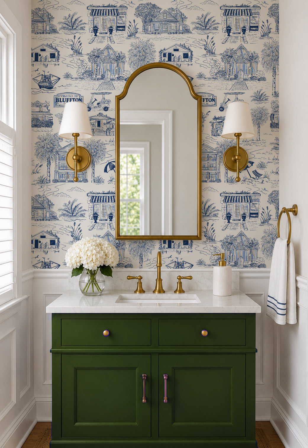 Bluffton Toile Wallpaper | Hand-Drawn Lowcountry Wallpaper