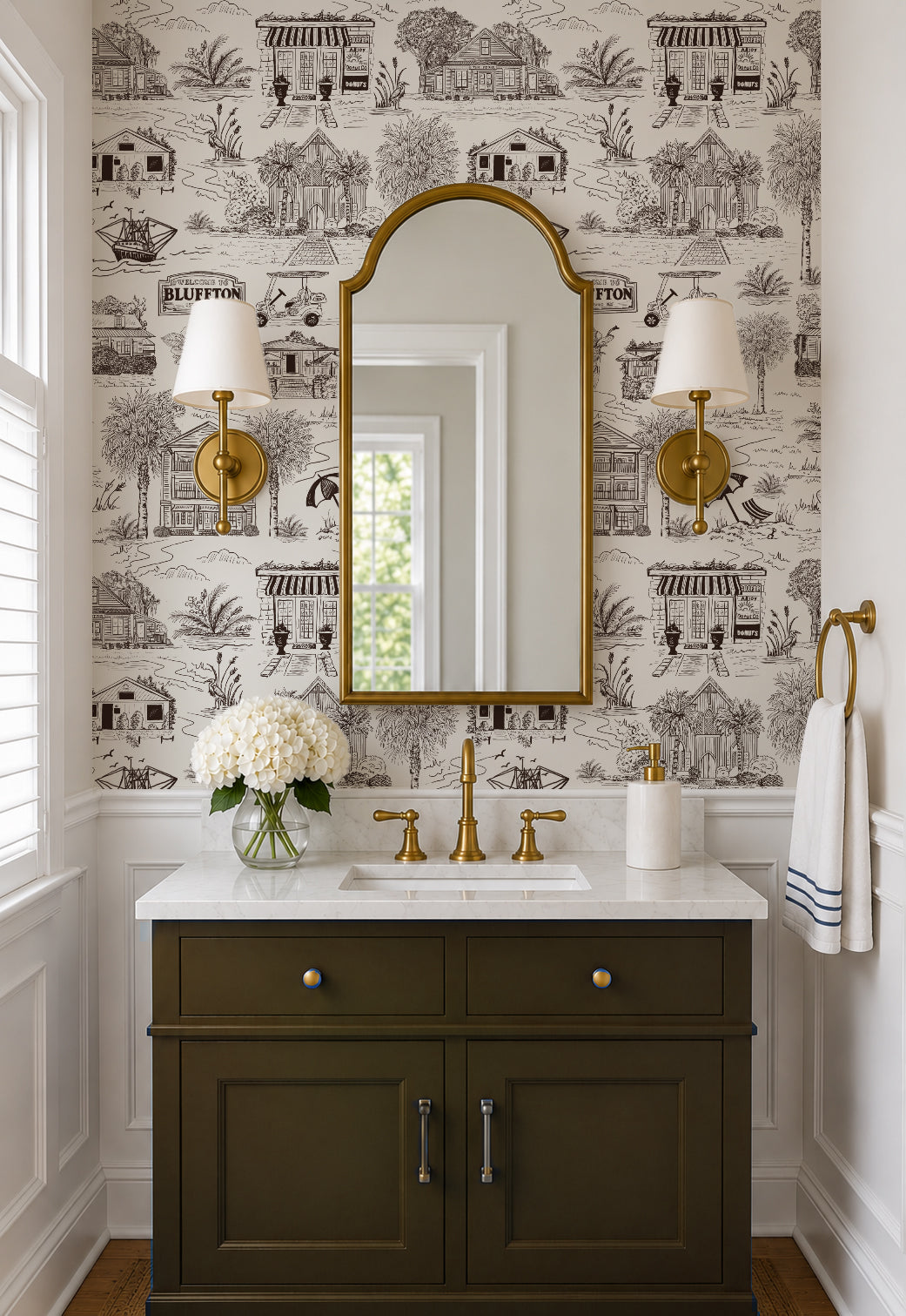 Bluffton Toile Wallpaper | Hand-Drawn Lowcountry Wallpaper