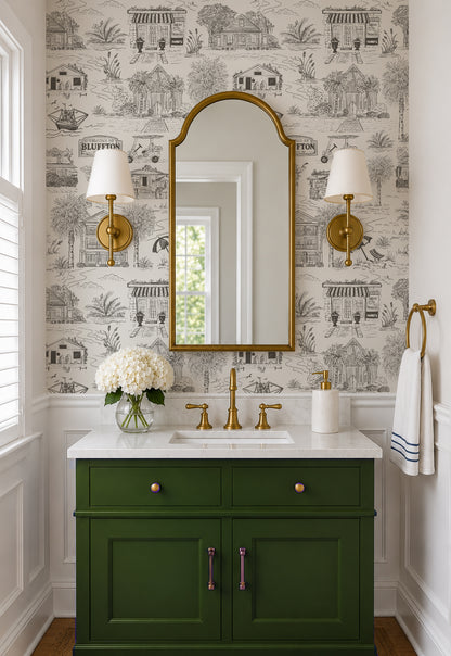 Bluffton Toile Wallpaper | Hand-Drawn Lowcountry Wallpaper
