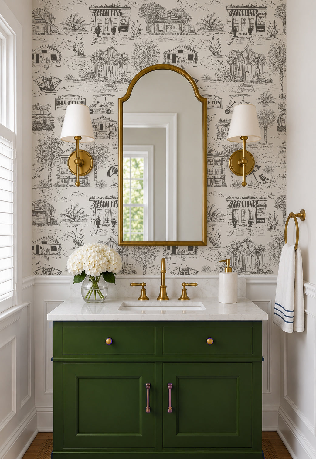 Bluffton Toile Wallpaper | Hand-Drawn Lowcountry Wallpaper
