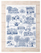Bluffton Toile Tea Towel – Blue & White Coastal Kitchen Towel, 100% Cotton Flour Sack, Lowcountry South Carolina Gift, Southern Decor
