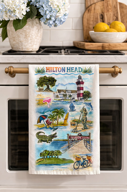 Hilton Head SC Tea Towel – Lowcountry Coastal Kitchen Towel, South Carolina Souvenir Gift, 100% Cotton Flour Sack, Hilton Head Decor (Copy)