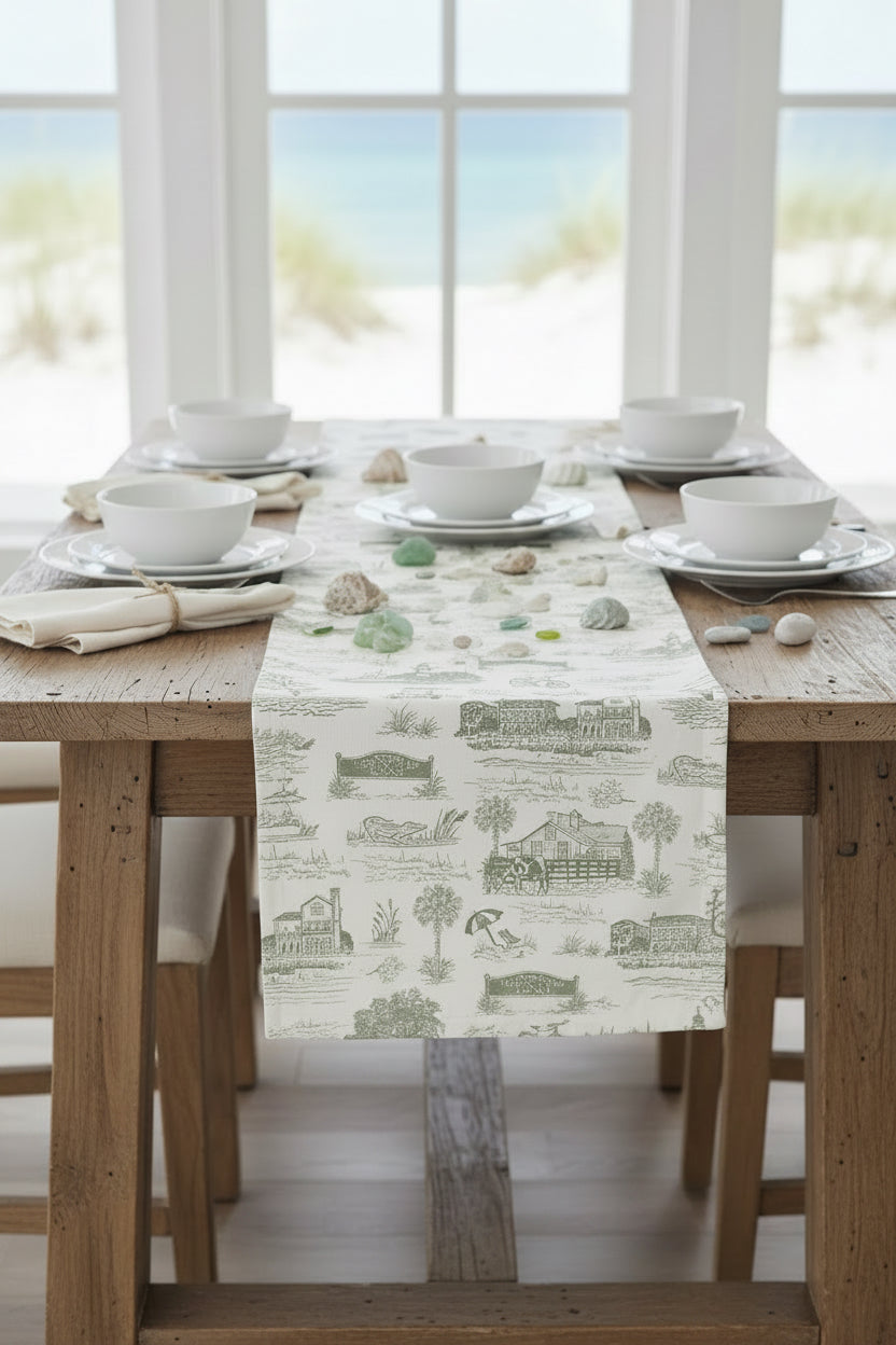 Hilton Head Toile Reversible Table Runner | Double-Sided Cotton Table Runner | Preorder (Copy)