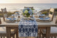 Palm & Heron Reversible Table Runner | Navy & White Coastal Table Linens