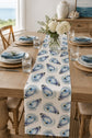 Blue Oyster Reversible Table Runner | Original Watercolor Oyster Design