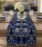Palm & Heron Reversible Table Runner | Navy & White Coastal Table Linens