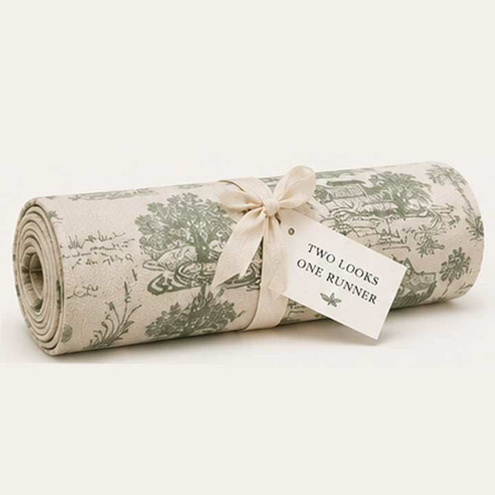 Bluffton Toile Reversible Table Runner | Double-Sided Cotton Table Runner | Preorder