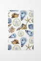 Seashell Tea Towel – Coastal Shell Kitchen Towel, 100% Cotton Flour Sack, Beach House Decor, Nautical Kitchen Gift
