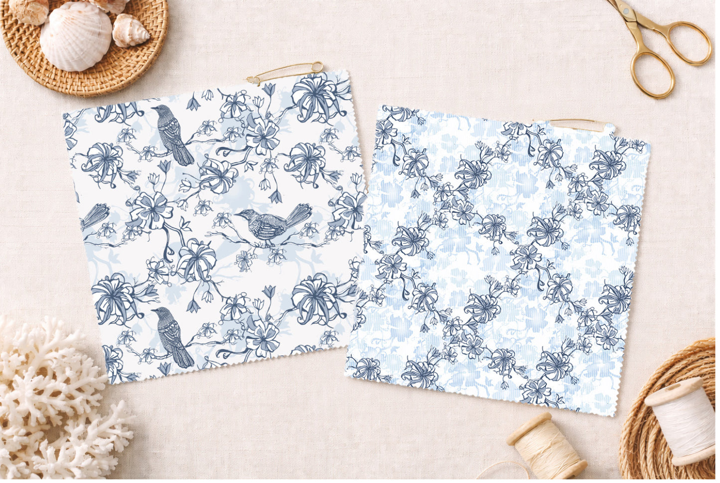Carolina Wren & Honeysuckle Wallpaper toile
